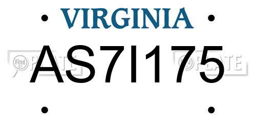 AS7I175 Virginia License Plate