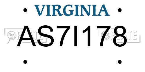 AS7I178 Virginia License Plate