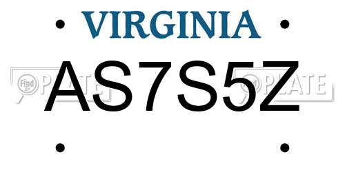 AS7S5Z Virginia License Plate