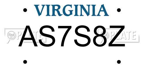 AS7S8Z Virginia License Plate