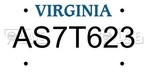 AS7T623 Virginia License Plate