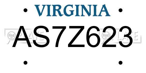 AS7Z623 Virginia License Plate