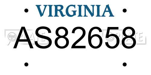 AS82658 Virginia License Plate