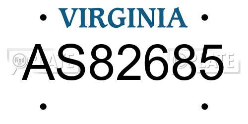 AS82685 Virginia License Plate