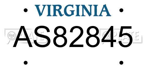 AS82845 Virginia License Plate