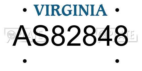 AS82848 Virginia License Plate