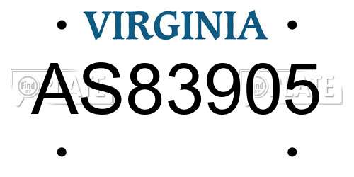 AS83905 Virginia License Plate