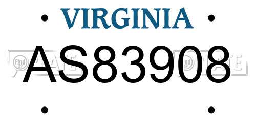 AS83908 Virginia License Plate