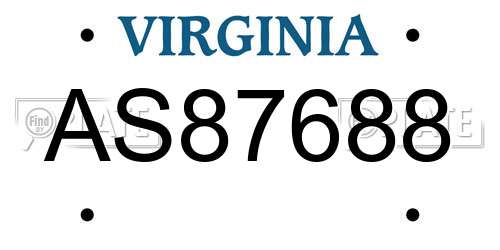 AS87688 Virginia License Plate
