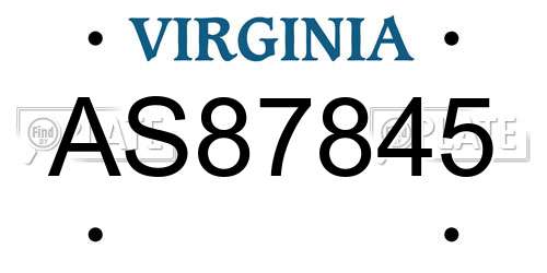 AS87845 Virginia License Plate