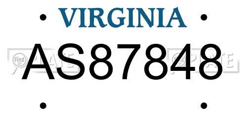 AS87848 Virginia License Plate