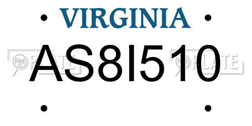 AS8I510 Virginia License Plate