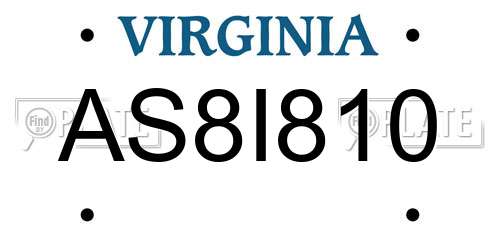 AS8I810 Virginia License Plate