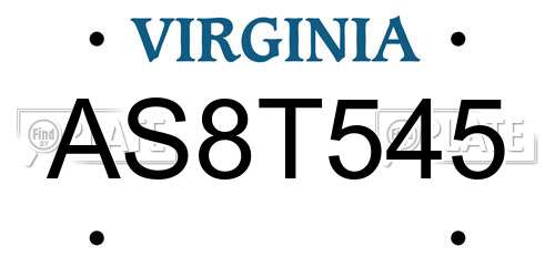 AS8T545 Virginia License Plate