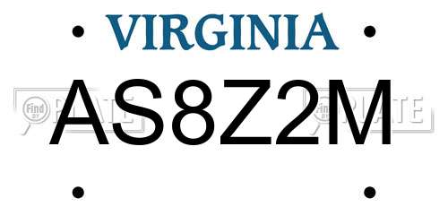 AS8Z2M Virginia License Plate