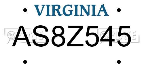 AS8Z545 Virginia License Plate