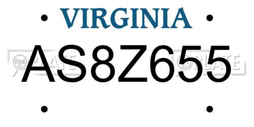AS8Z655 Virginia License Plate
