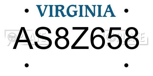 AS8Z658 Virginia License Plate
