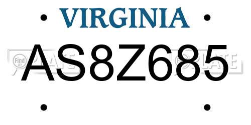 AS8Z685 Virginia License Plate