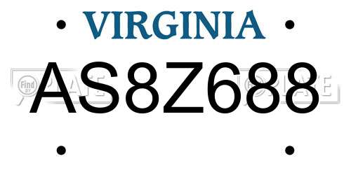 AS8Z688 Virginia License Plate