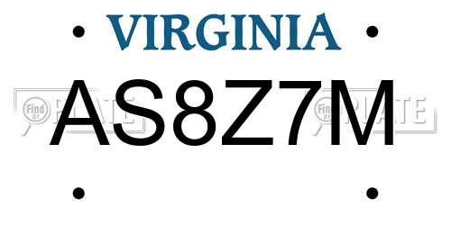 AS8Z7M Virginia License Plate