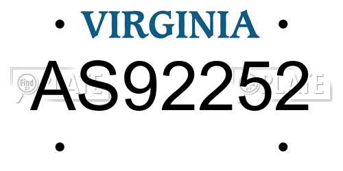 AS92252 Virginia License Plate