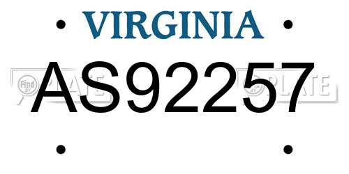 AS92257 Virginia License Plate