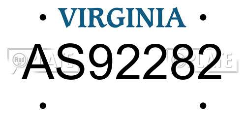 AS92282 Virginia License Plate