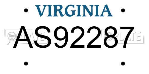 AS92287 Virginia License Plate