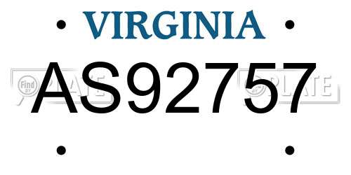 AS92757 Virginia License Plate