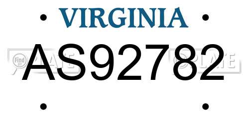 AS92782 Virginia License Plate