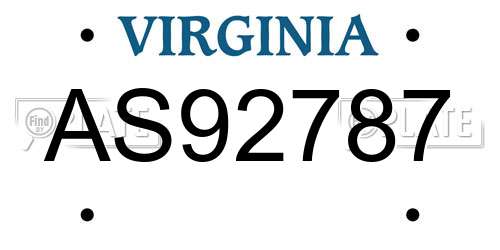 AS92787 Virginia License Plate