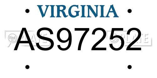 AS97252 Virginia License Plate