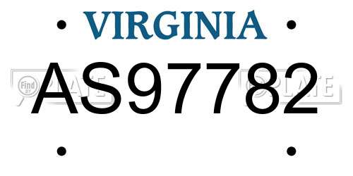 AS97782 Virginia License Plate