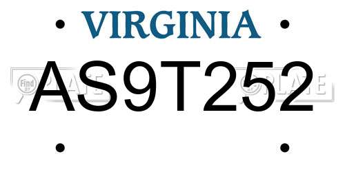 AS9T252 Virginia License Plate