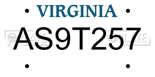 AS9T257 Virginia License Plate