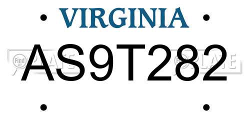 AS9T282 Virginia License Plate