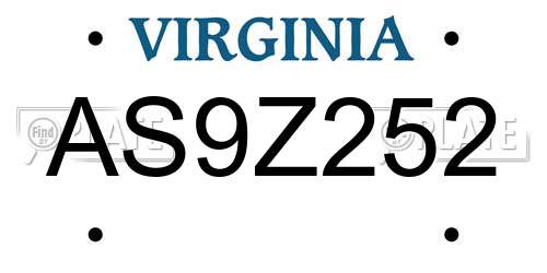 AS9Z252 Virginia License Plate