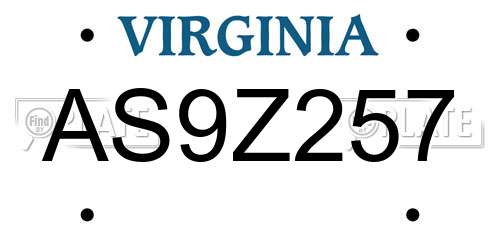 AS9Z257 Virginia License Plate