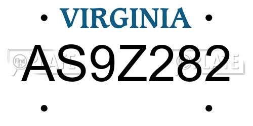 AS9Z282 Virginia License Plate