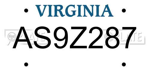 AS9Z287 Virginia License Plate