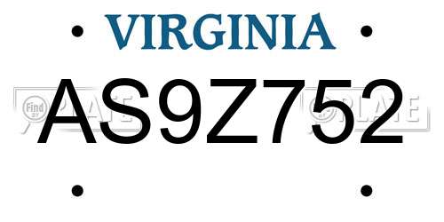 AS9Z752 Virginia License Plate