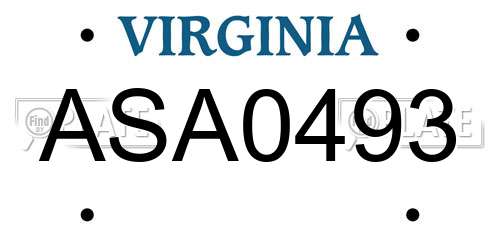 ASA0493 Virginia License Plate
