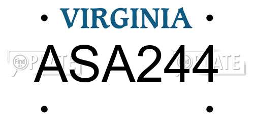 ASA244 Virginia License Plate