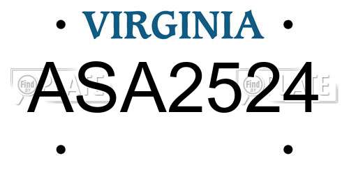 ASA2524 Virginia License Plate