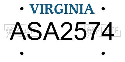ASA2574 Virginia License Plate