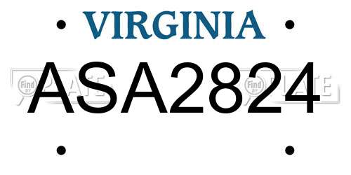 ASA2824 Virginia License Plate