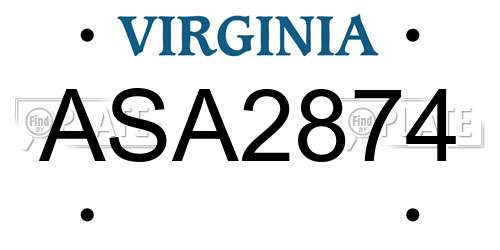 ASA2874 Virginia License Plate