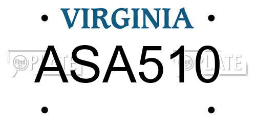 ASA510 Virginia License Plate