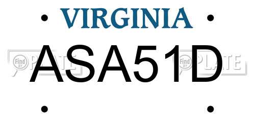 ASA51D Virginia License Plate
